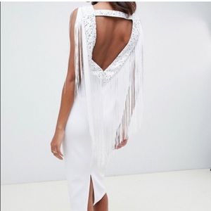 NWT ASOS Embellished Scuba Fringe Dress size 12 tall.